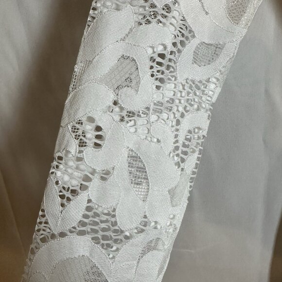 Nookie NWT Lady Lace Long Sleeve Cut Out White Bodycon Cocktail Midi Dress S - Picture 8 of 10
